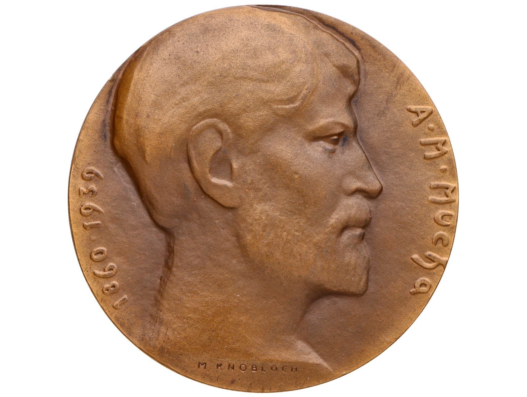 ČNS - ústředí, Praha - AE medaile Alfons Mucha, 1965, Bronz 60 mm, 80,84 g., signováno M. Knobloch