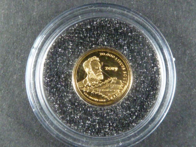 Mali, 100 Francs 2019, Au 999/1000, 0,5g, průměr 11 mm, z cyklu nejmenší zlaté mince světa