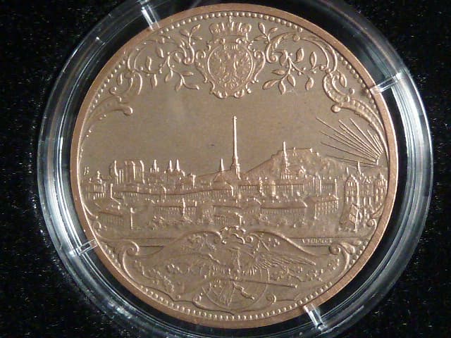 AE medaile střelby Brno 1892, Cu, 37 mm, 23,6 g, náklad 500 ks, ražba Česká mincovna 2024, etue, certifikát