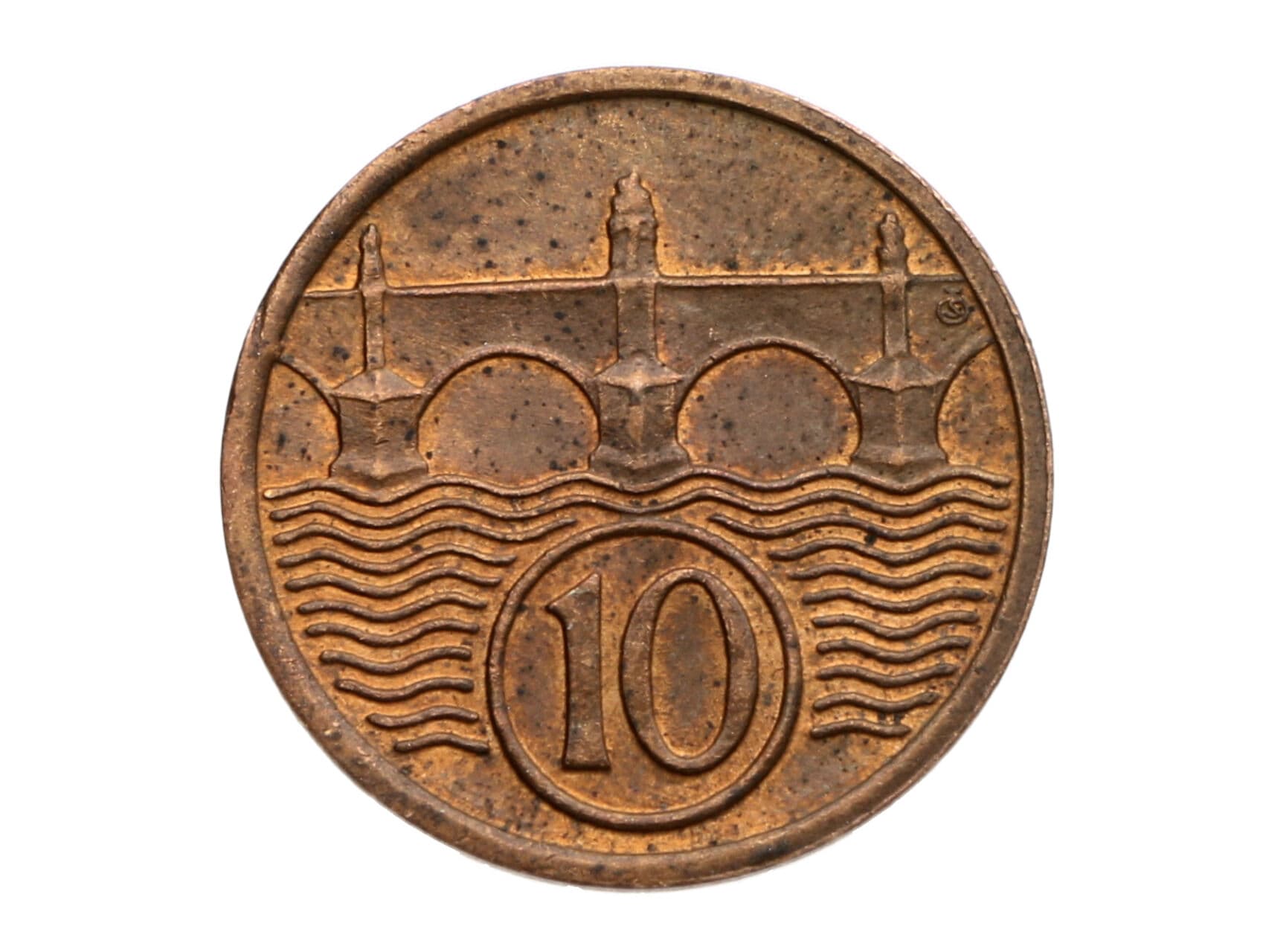 10 Haléř 1933, skvrnky_