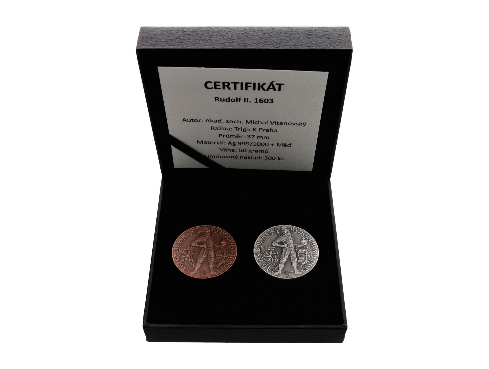 Novoražba 10ti dukátu 1603, sada v Ag + měď, 50g, 0.999 Ag..