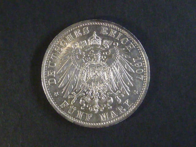 Baden, Friedrich I (1852-1907), 5 Mark 1907, J. 37, KM. 279