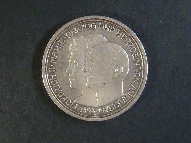 Anhalt, Friedrich II (1904-1918), 5 Mark 1914 A, J. 25, KM. 31