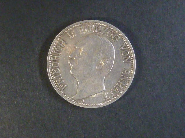 Anhalt, Friedrich II (1904-1918), 3 Mark 1909 A, J. 23, KM. 29