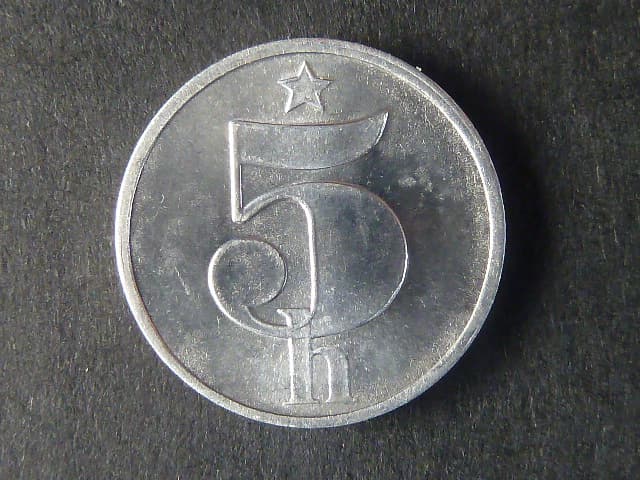 5 haléřů ČSSR 1987, s iniciálem "D"