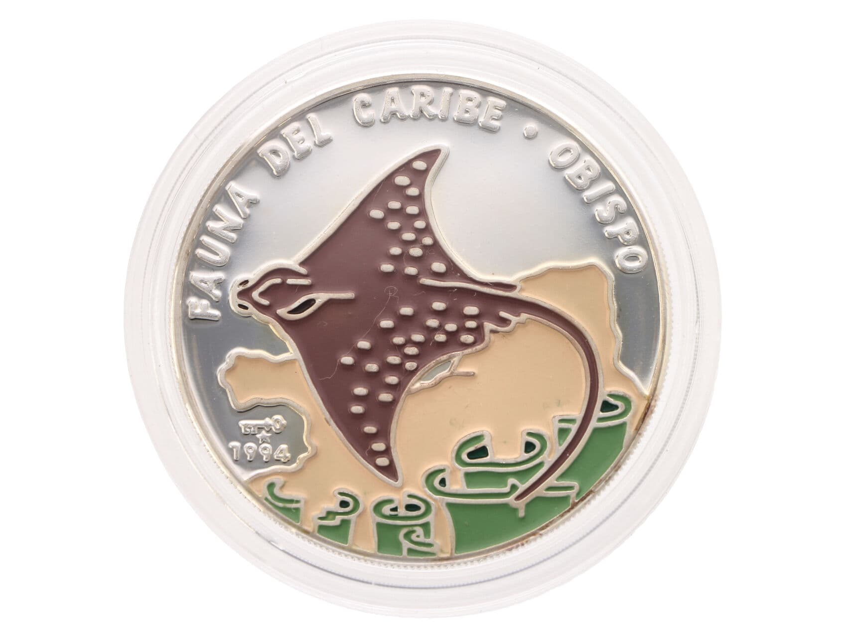 10 Peso 1994 - Karibská fauna - Siba skvrnitá, 20g, 0.999 Ag, náklad 10000Ks_