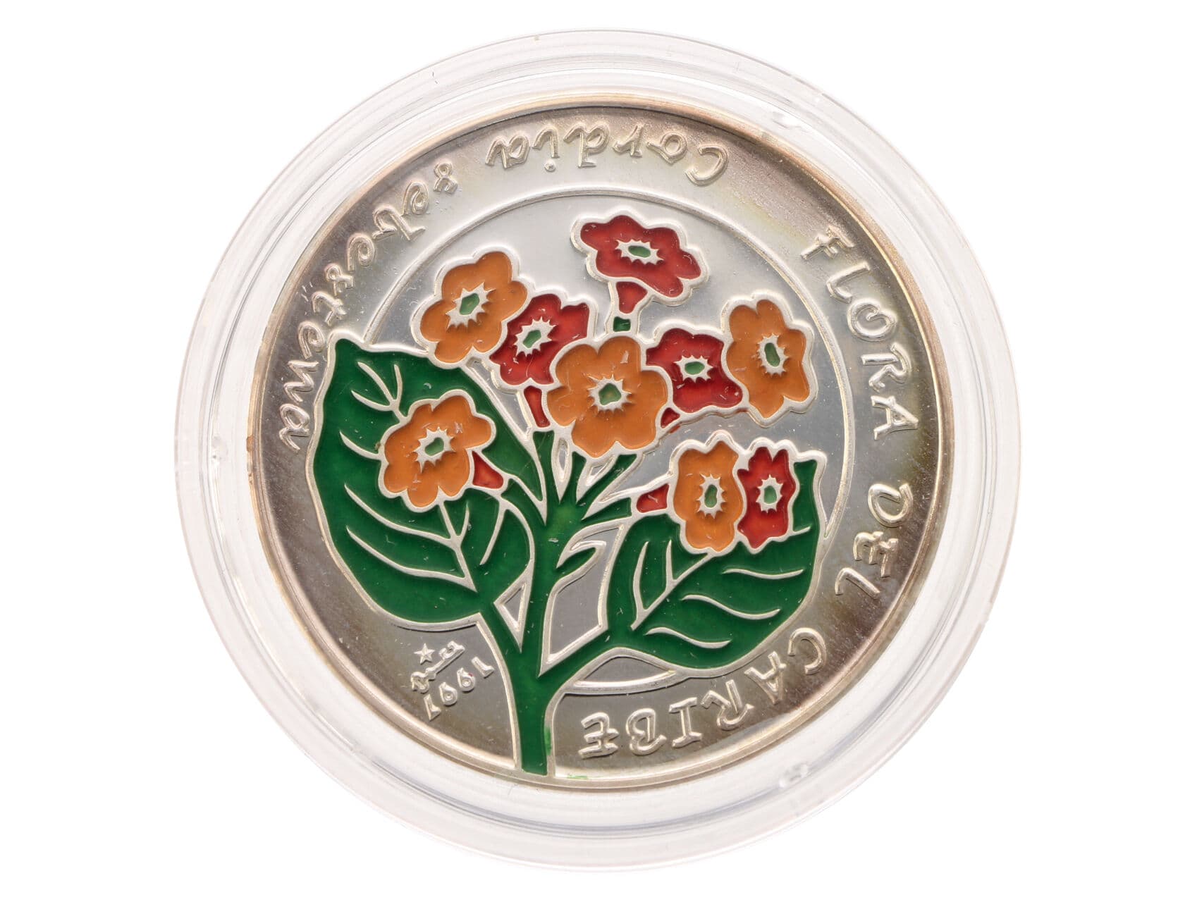 10 Peso 1997 - Flóra Karibiku - Kordie šarlatová, 15g, 0.999 Ag, náklad 3000ks_