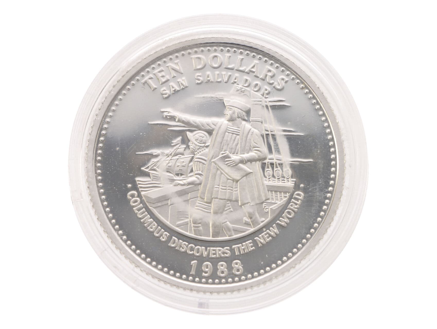 10 Dollar 1988 - "Kryštof Kolumbus objevuje Nový svět", 28,28g, 0.925 Ag_