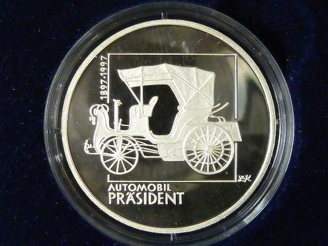 200 Kč 1997, 100. výročí prvního automobilu President (certifikát proof)