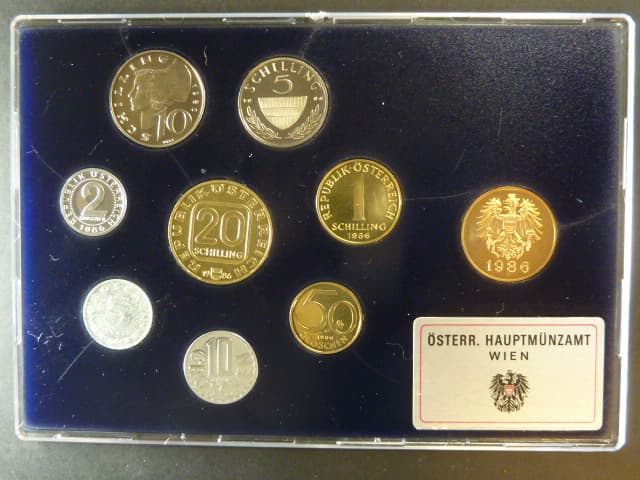 Sada oběžných mincí Rakousko 1986 proof