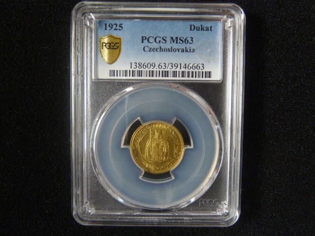 Dukát 1925 sv. Václav, náklad 66279 kusů, PCGS MS63