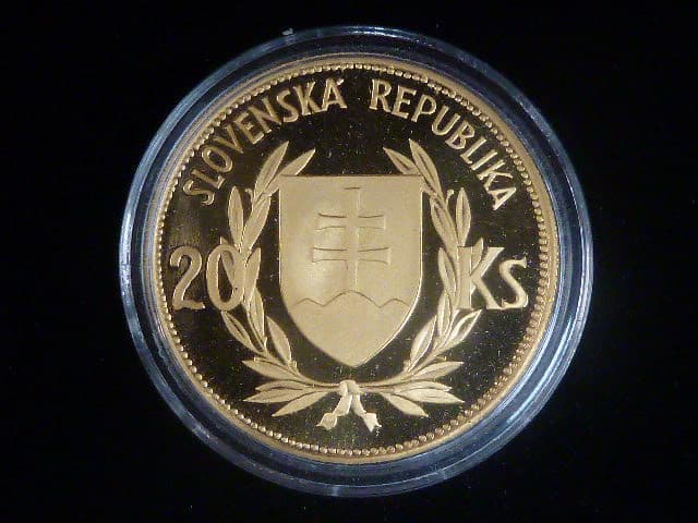 Au (0,986, 17,55g) replika slovenské 20 Ks Dr. Josef Tiso, náklad 10 ks, certifikát, dřevěná etue