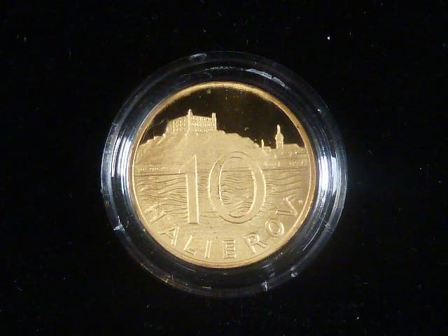 Au (0,986, 2,52g) replika slovenského 10 hal 1942, náklad 20 ks