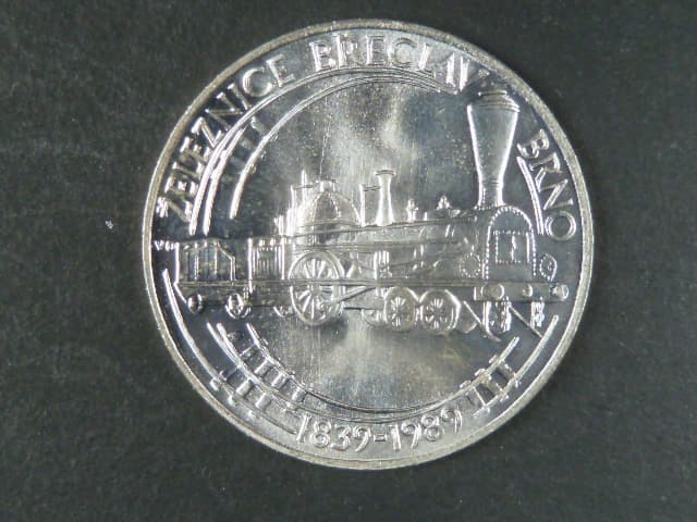 50 Kčs 1989, 150. výročí zahájení železniční dopravy ...