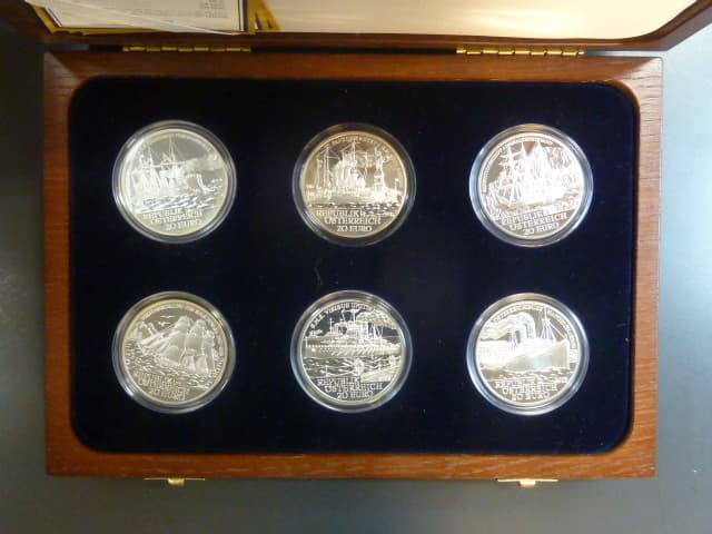 Sada 6 x 20 Euro 2004-2006, Rakouské loďstvo, Ag 0900, 18g