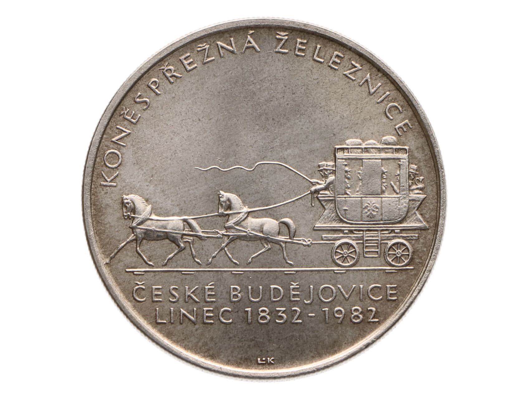 100 Kčs 1982 - 150. výročí zahájení provozu koněspřežné železnice České Budějovice - Linec_