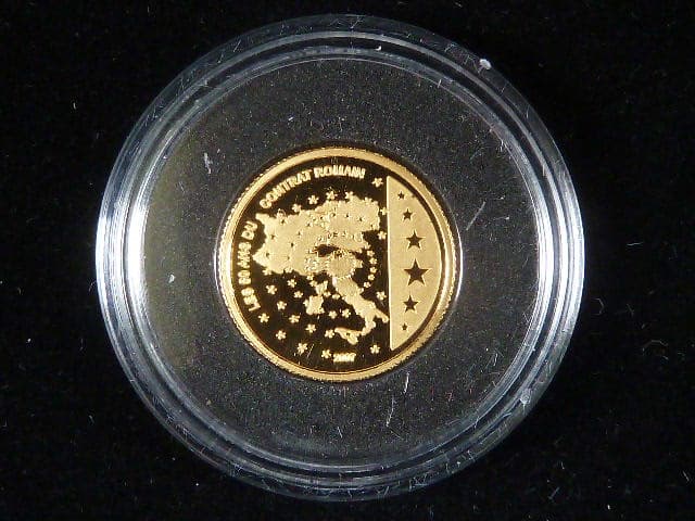 1500 Franků 2007, 50. výročí římské smlouvy Au 999, 1 g, průměr 13,92 mm