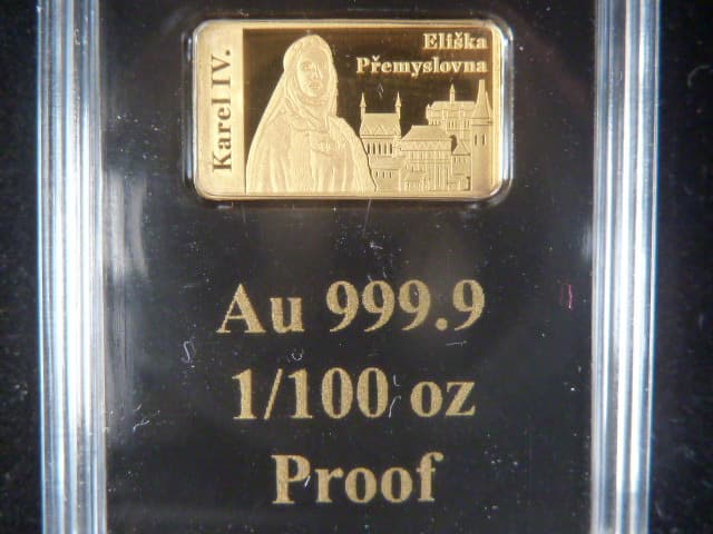 Au medaile kolekce cihliček Karla IV, cihlička Au 0.999 , 0.31 g