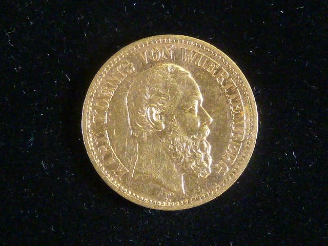 Württenberg, Karl I. (1864-1891), 20 Mark 1873 F, J.290