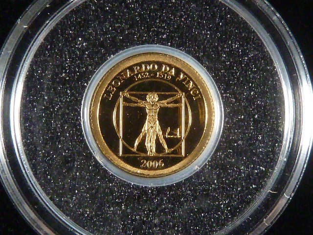 500 Togrogů 2006 - Leonardo Da Vinci, Au 999/1000, 0.5 g, 11 mm + certifikát