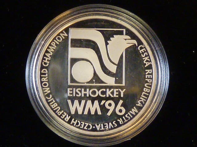 ČSLH vítěztví ve Vídni 1996, Ag 0.959, 16 g, průměr 31 mm, etue