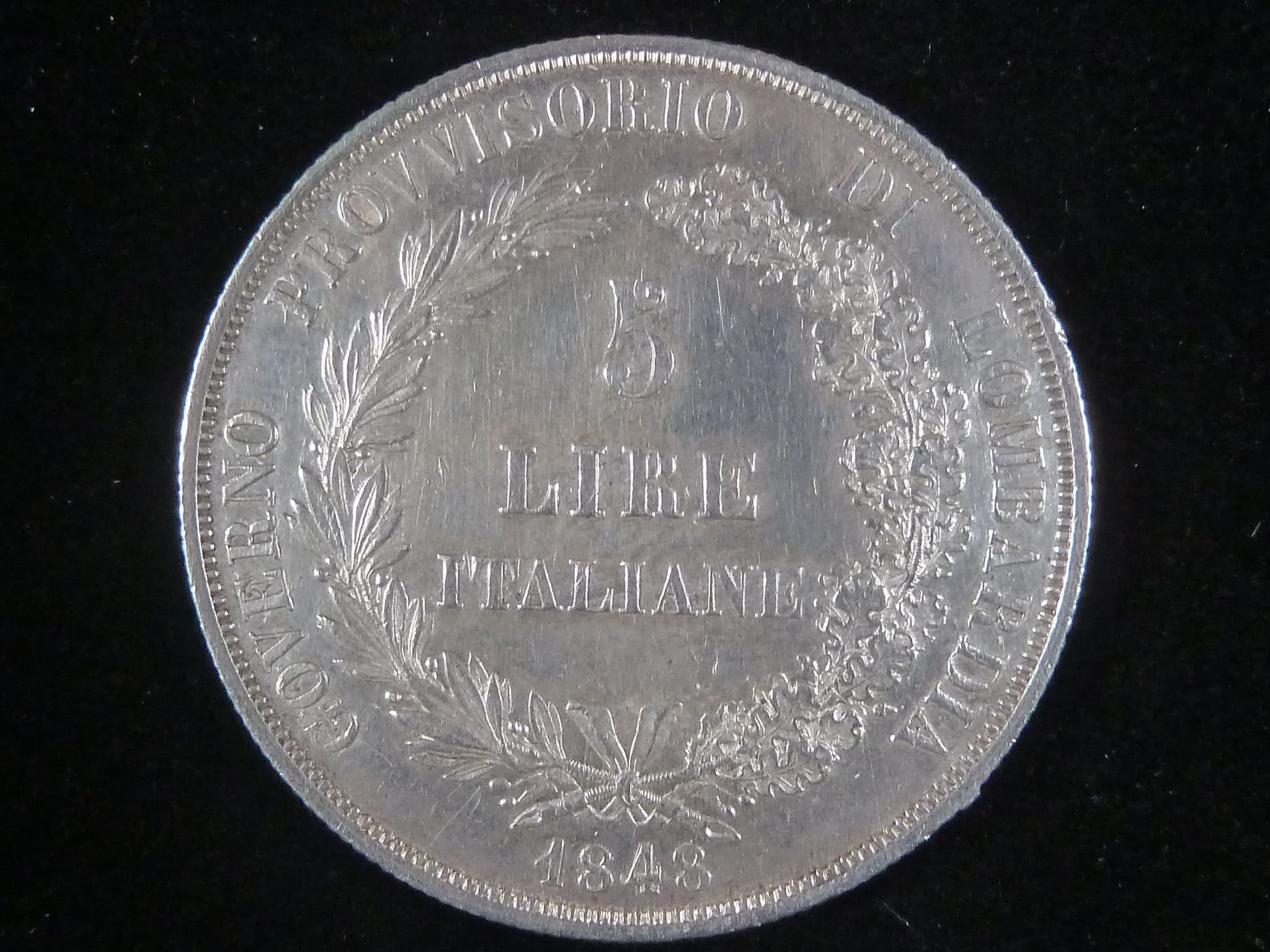 5 Lira 1848, var.kratší ratolesti, hvězda nad korunkou dál