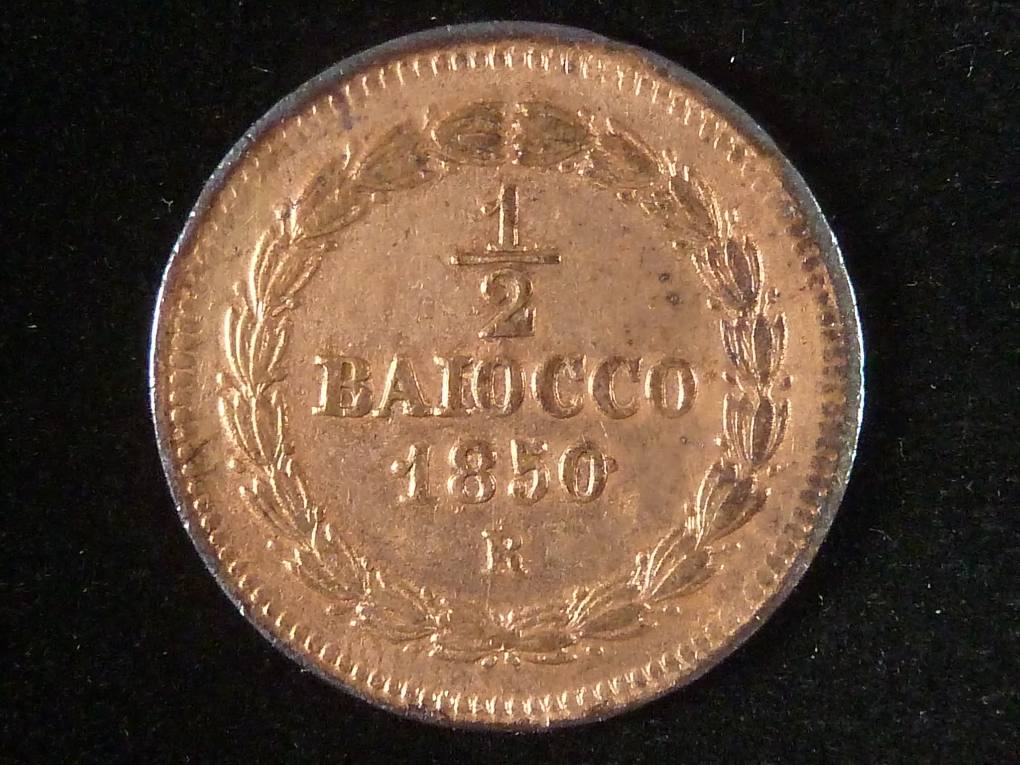 Papežský stát, 1/2 Baiooco 1850 V R, K.M. 1355