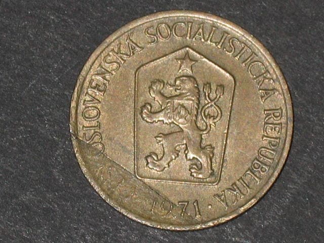 chyboražba, 1 Kčs 1971, vada střižku, chybí kus materiálu na rubu