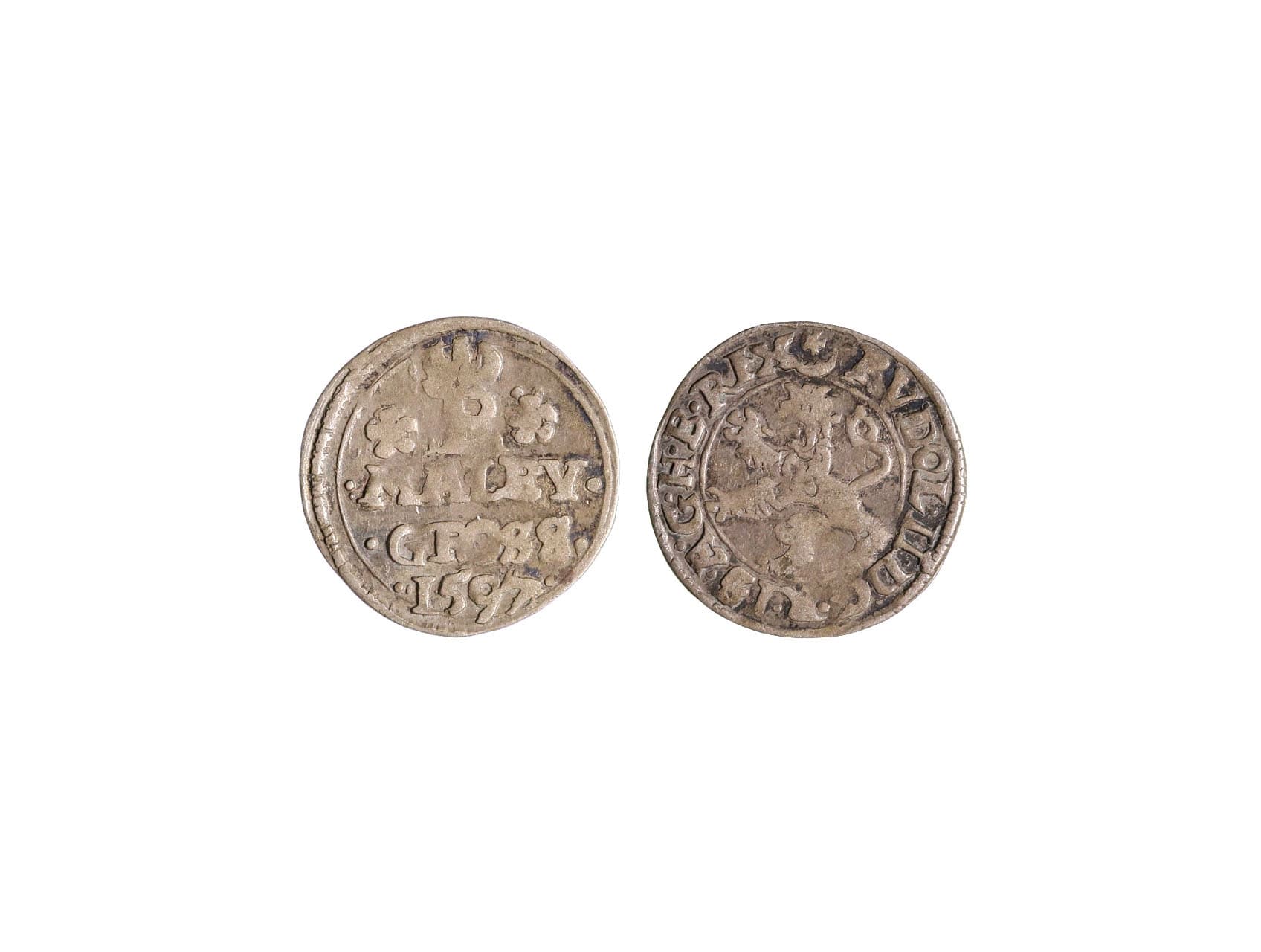 Rudolf II. 1576-1611 - Malý groš 1597, Jáchymov, Hofmann, Hal. 279, HN7c, (opis 7c),