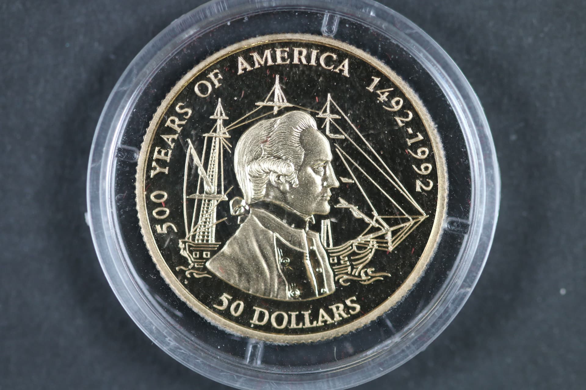 50  Dollars 1993 500.Years of America - Capitan James Cook, Au 583, 7,776g, KM-177