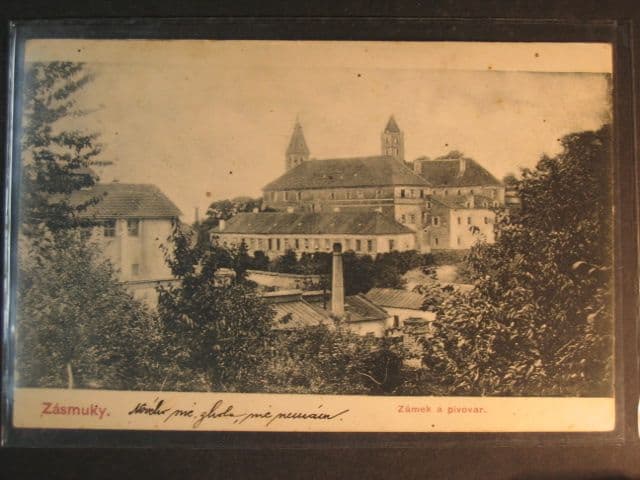 Zásmuky, čb. pohl. zámek a pivovar, prošlá 1906