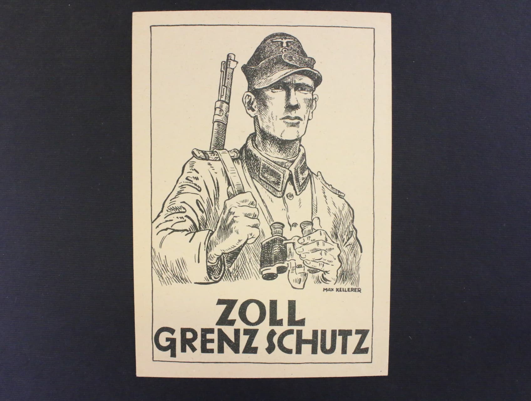 jednobar. pohlednice s vojakem - ZOLL GRENZ SCHUTZ, nepouzita s pam. raz.