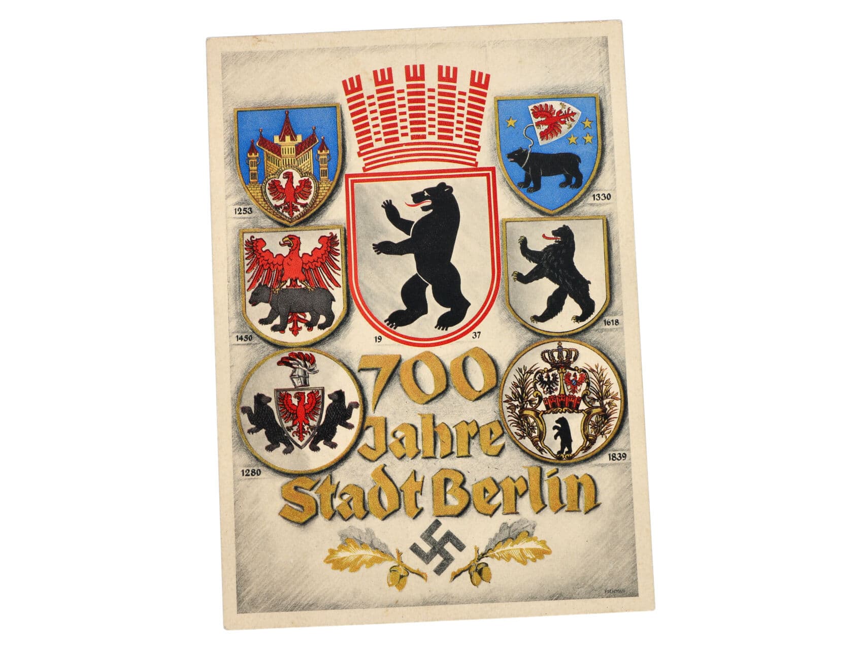 bar. pohlednice 700 Jahre Stadt Berlin s pam. raz., nepoužitá, dobrá kvalita