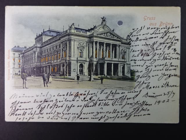 Brno - Malinovského nám. (Theaterplatz) Zemské divadlo, prošlá 1902