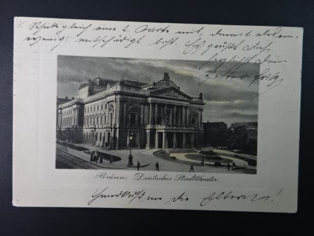 Brno - Malinovského nám. (Theaterplatz) Zemské divadlo, prošlá 1909