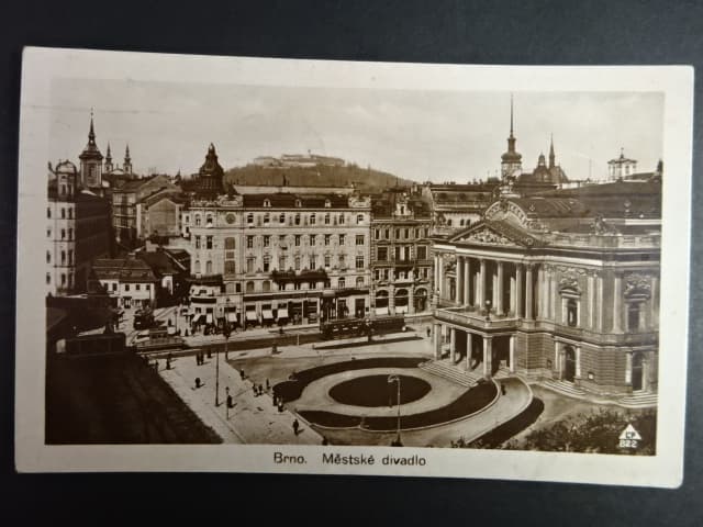 Brno - Malinovského nám. (Theaterplatz), fotopohlednice, prošlá 1926