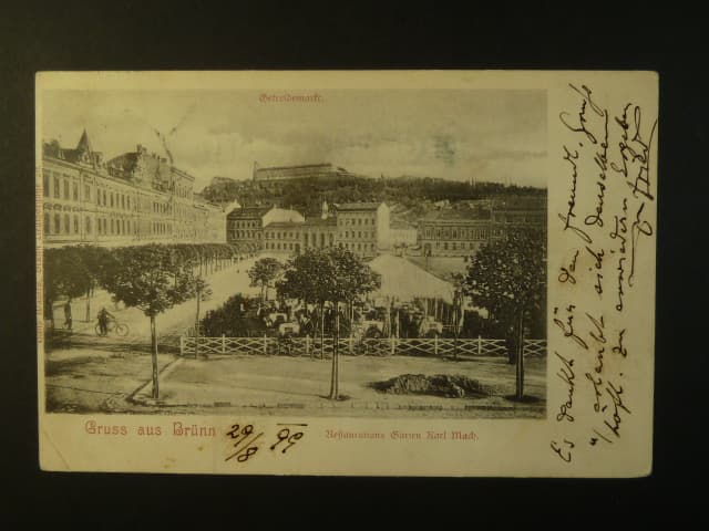 Brno - Obilní trh, prošlá 1899, stržená zn.