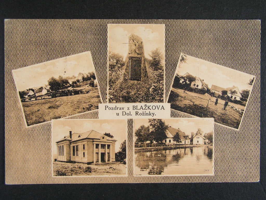 Blažkov okr. Žďár nad Sázavou, vydaná 1927, prošlá 1939