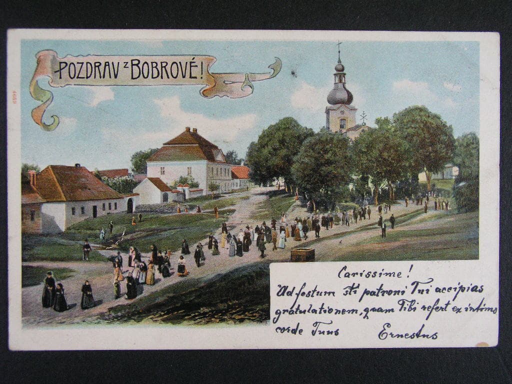 Bobrová okr. Žďár nad Sázavou, litografie, prošlá 1903