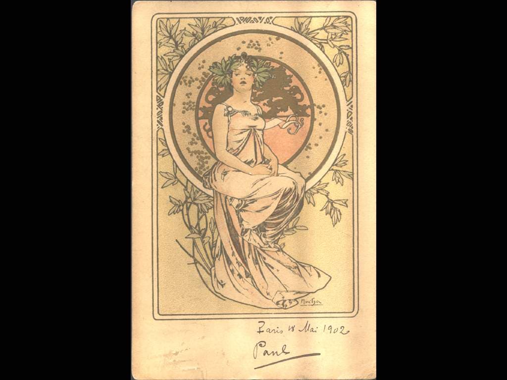 A.Mucha, fr. lito. - Menu for a Banquet -, pošt. prošlá 1902
