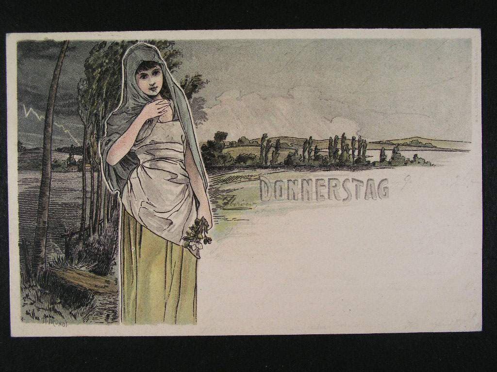 Pohlednice se secesním motivem, 1900