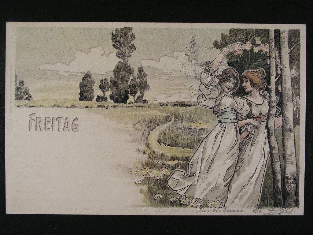 Pohlednice se secesním motivem, 1900