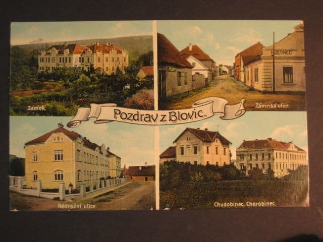 Blovice, bar. vícezáběrová pohl., prošlá 1915