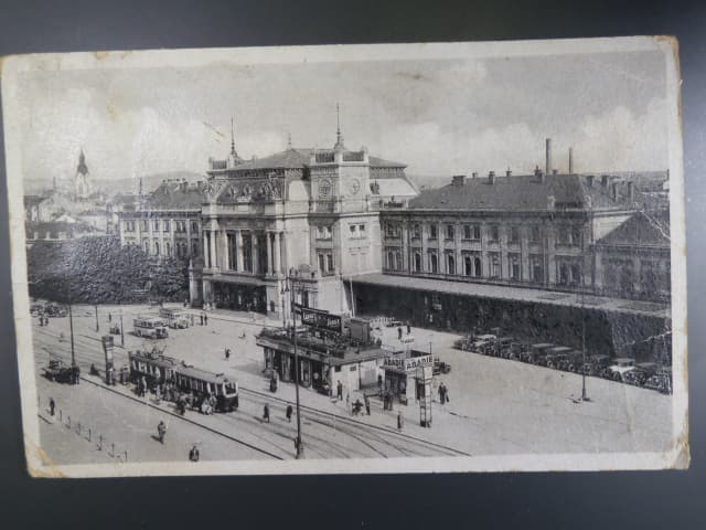 Brno, Nádraží., prošlá 1925, odpadená zn.