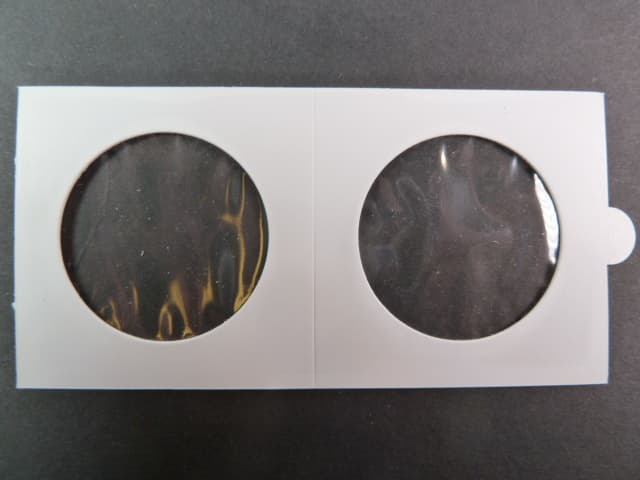 obaly na mince, samolepící s oboustranně průhlednou folií, 50 x 50 mm, na průměr mince 37,5 mm