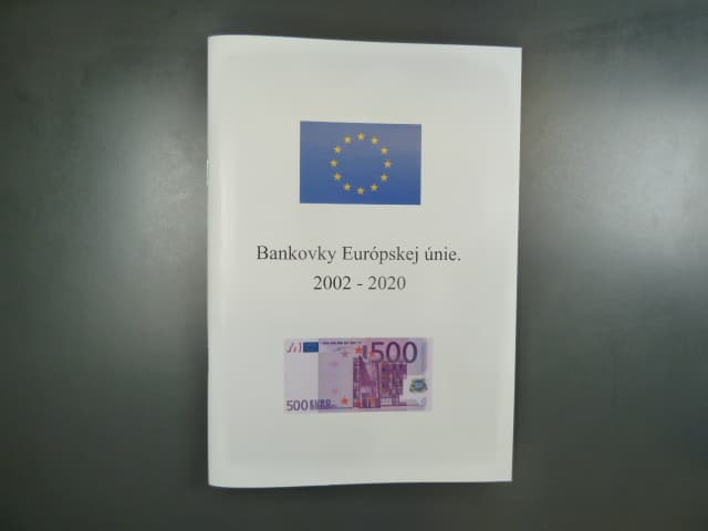 Eurobankovky 2002 - 2020, specializovaný katalog - ceník, s rozdělením na tiskárky a tiskové desky, ocenění v eurech,