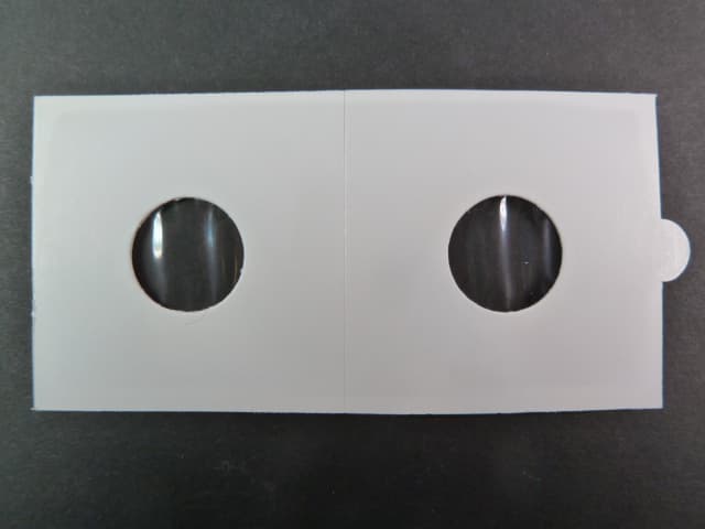 obaly na mince, samolepící s oboustranně průhlednou folií, 50 x 50 mm, na průměr mince 17,5 mm