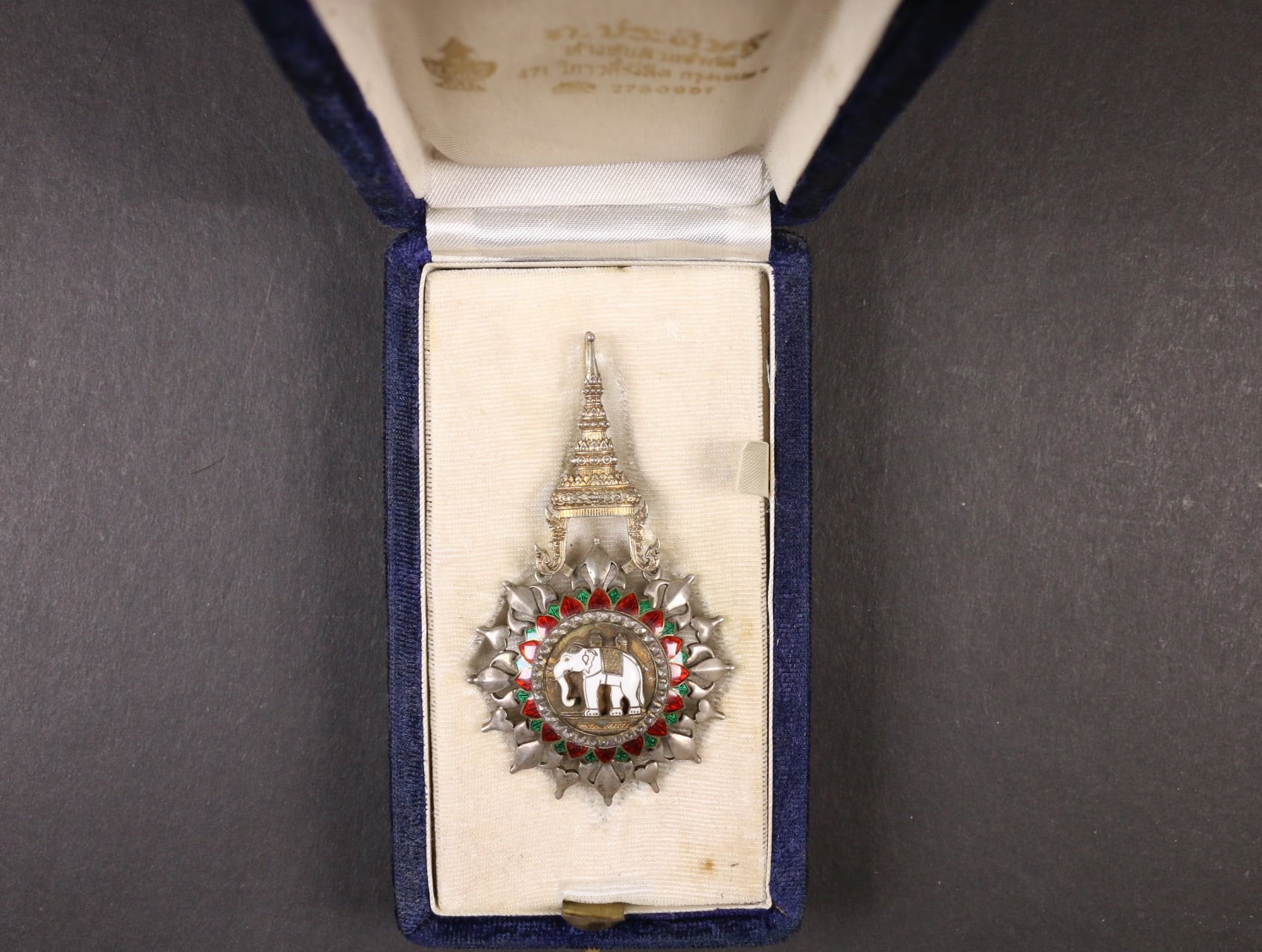 Řád Bílého slona III. třída, komandér, pozlacené stříbro, smalty, originální etue