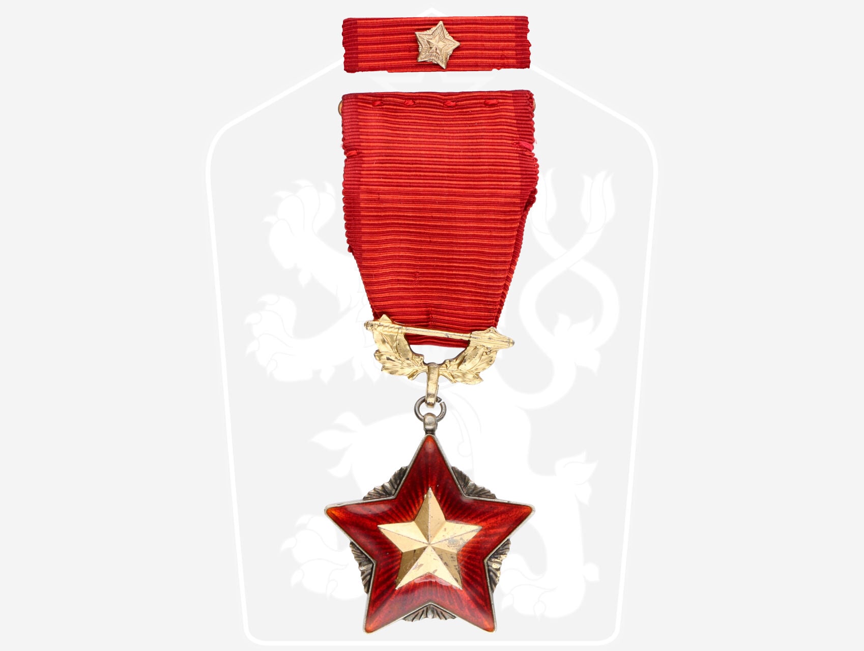 Řád rudé zástavy ČSSR č. 417, punc Ag, ryzostní značka 925, značka výrobce Zukov