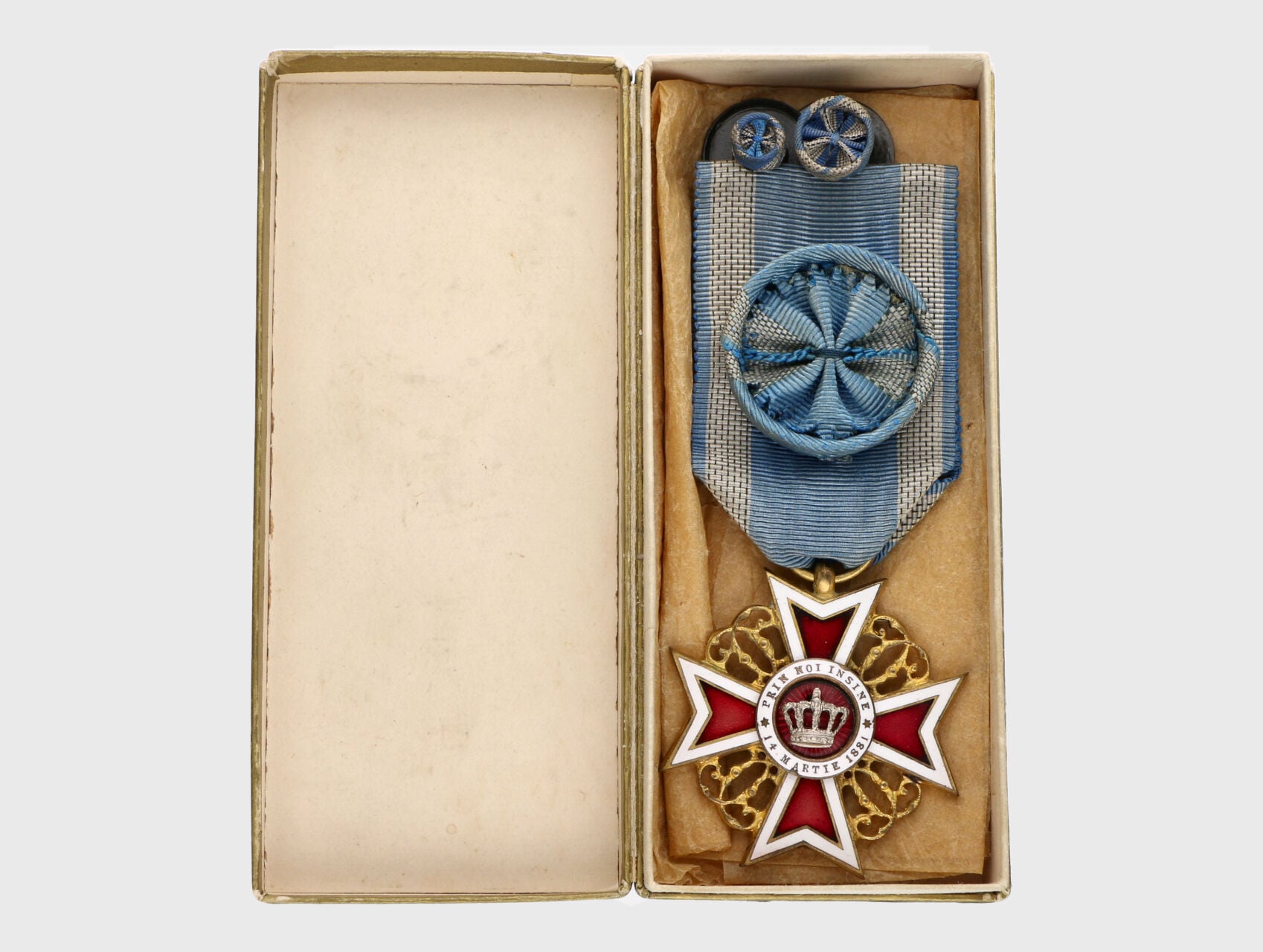 Řád Rumunské koruny, důstojník, civilní skupina, typ 1881-1941, originální etue